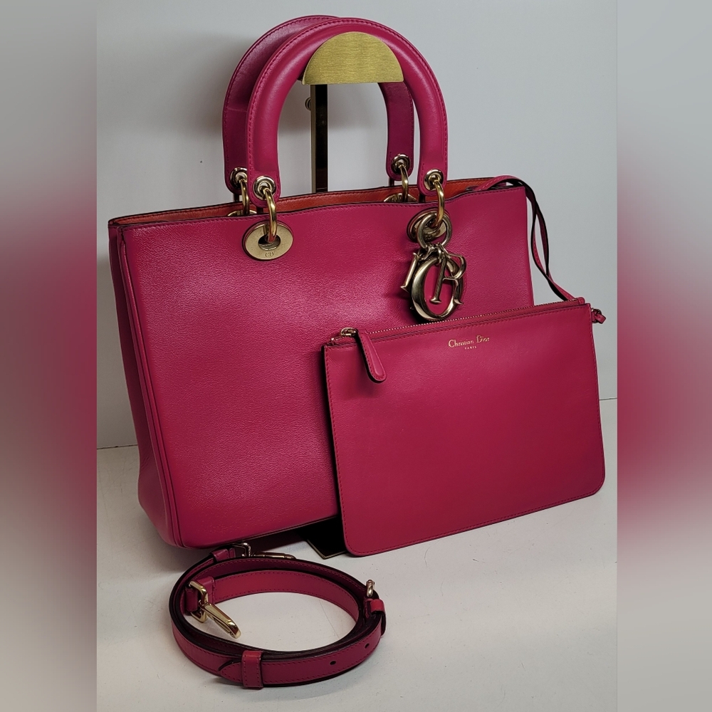 SOLD ❌Christian Dior Pink Leather Diorissimo 2 Way Tote Bag